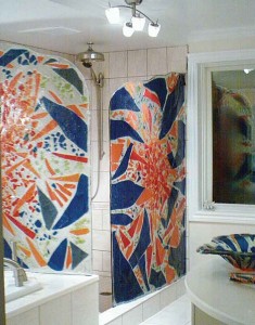 douche en verre coloré        